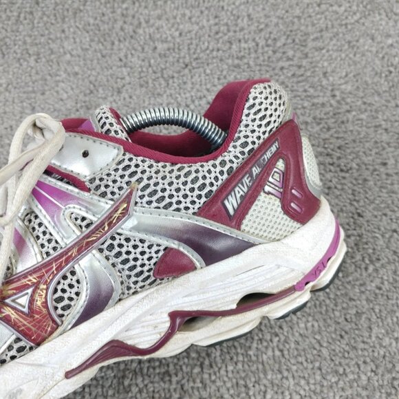 Mizuno Wave Alchemy 10 Womens Size 9 Running Shoes Low Top Silver Burgundy - Picture 6 of 11